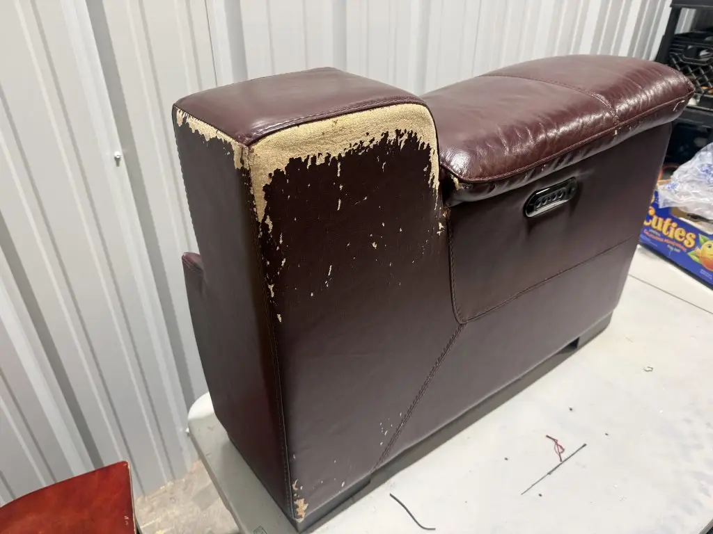 sofa armrest before repair